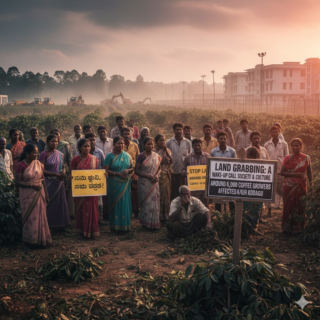Land grabbing of coffee growers is a wake-up call for society and culture Around 6,000 coffee growers in Kodagu